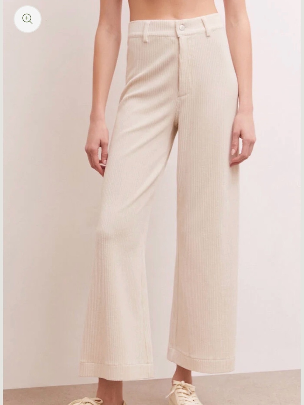 Z Supply Prospect Knit Cord Pant Off White Wide Leg Trousers Size Medium - Picture 1 of 8